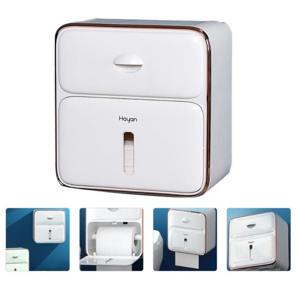 

tissue boxes & napkins 1pc double-layer box toilet case punching-storage white