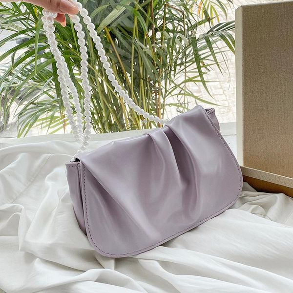 

totes fold women's shoulder bag designer yunduo armpit brand leather handbag female luxury pearl chain crossbody and purse