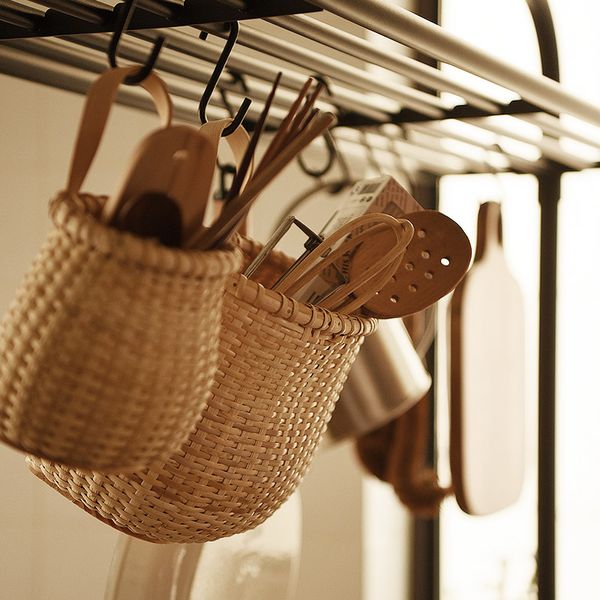 

handmade rattan storage basket woven hanging organizers with hande fruit vegetabe picnic baskets home kitchen wa decor