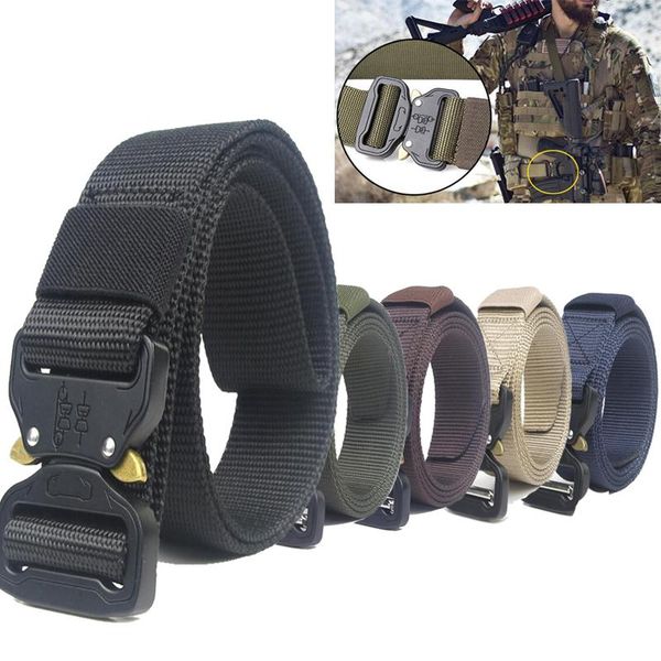 

tactical belt waistband heavy duty waist nylon army combat support training hunting gear, Black;gray
