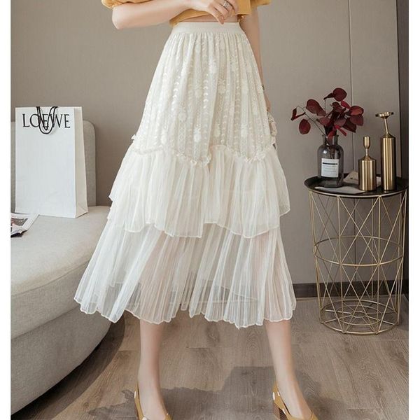 

women's tulle skirt long spring dress woman skirts mujer faldas saias mulher, Black