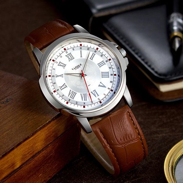 

wristwatches yazole men watches male clock business wrist watch unique roman designer time relogio masculino, Slivery;brown