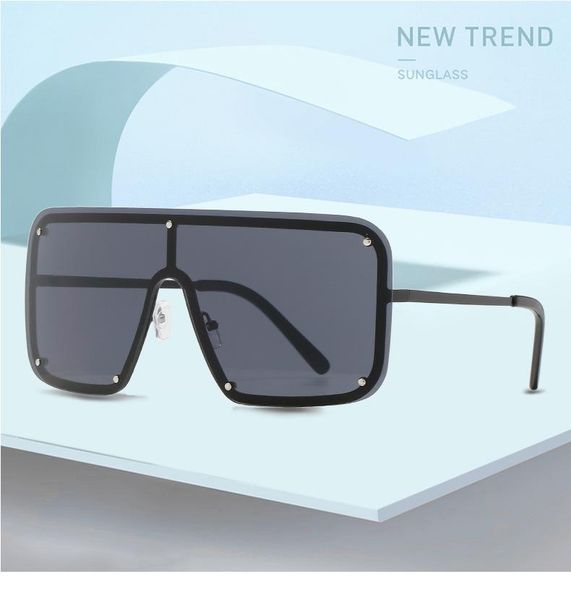 

sunglasses stars rivet oversized shield rimless goggle brand design one-piece windproof sun glasses anti-glare large visor mask, White;black