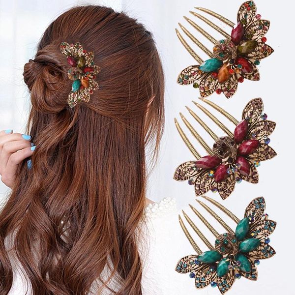 

hair accessories explosive retro bridal comb small peacock shape resin rhinestone metal ladies