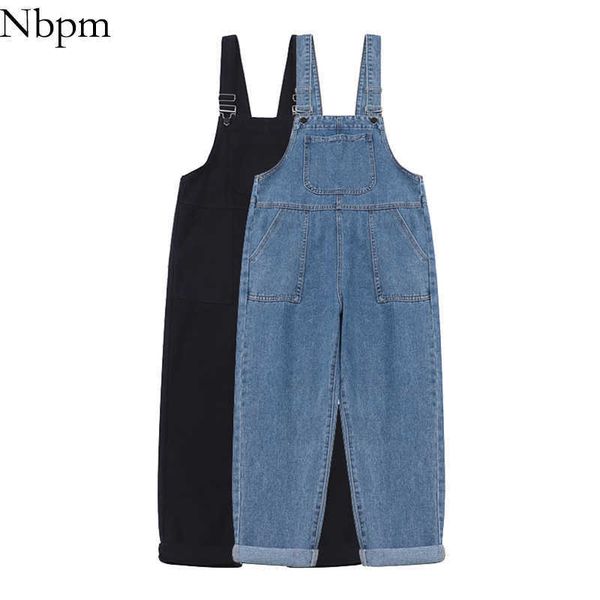 NBPM Moda Denim macacão Baggy Jeans Mulheres Cintura Alta Cintura Streetwear Mujer Calças Calças Preto Azul Denim Vintage 210529