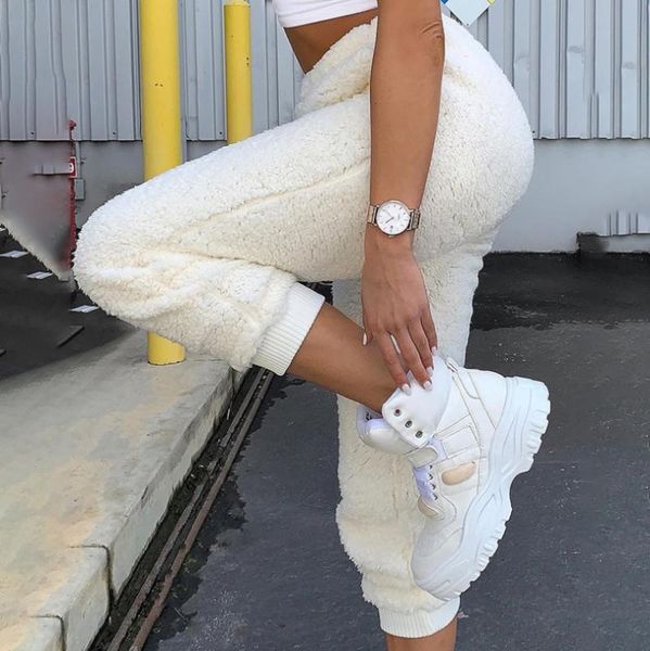 

yoga outfit yiiciovy women's winter warm fleece sweatpants long pants casual elastic waist white loose jogger running sports
