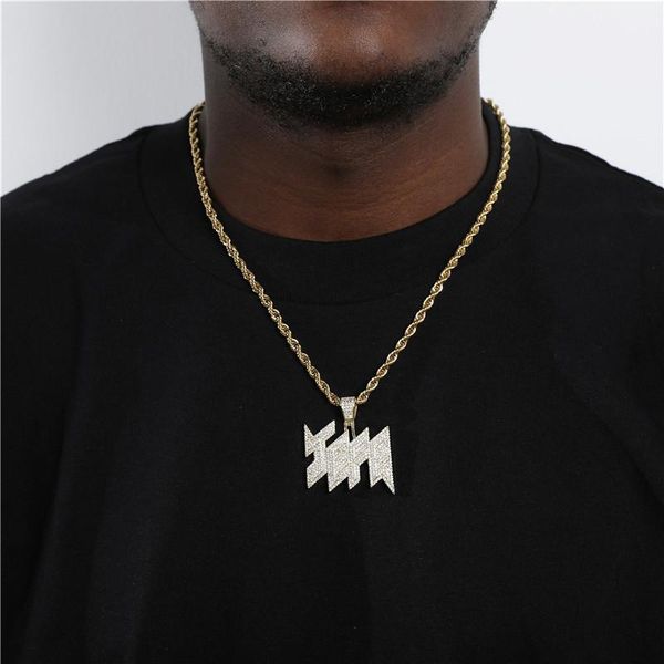 

pendant necklaces hip hop bling iced out cubic zirconia stone letter jefe necklace pendants men tennis chain trendy charm jewelry with solid, Silver