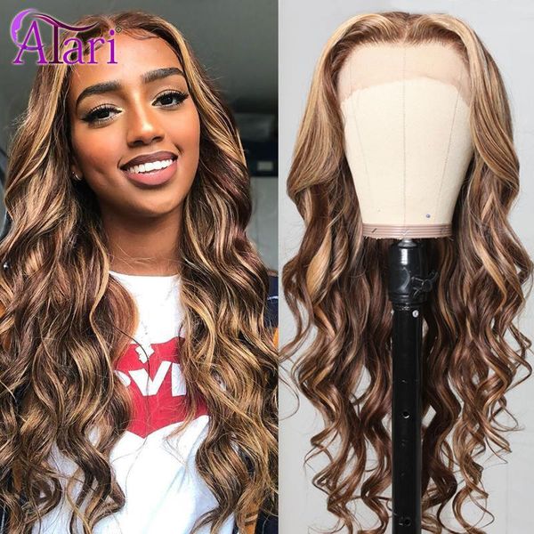 

lace wigs atari p 2 30 body wave wig virgin transparent frontal for black women brazilian colored human hair whole sale, Black;brown
