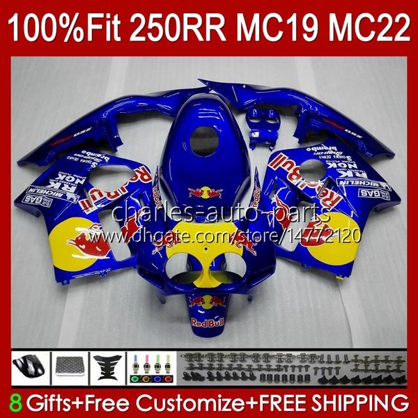 Corpo stampo ad iniezione per HONDA CBR250RR 88 89 CBR 250RR 250 RR CC 250R 1988-1989 112HC.44 CBR250 RR CC 1988 1989 CBR 250CC MC19 88-89 Kit carenatura completa OEM giallo rosso stock