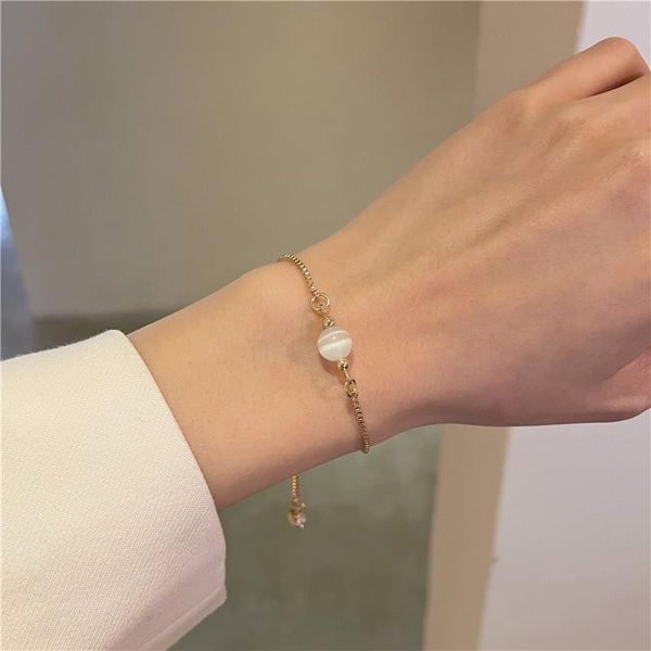 

link, chain round bead bracelet 2021 women's ins light luxury hand accessories, Black