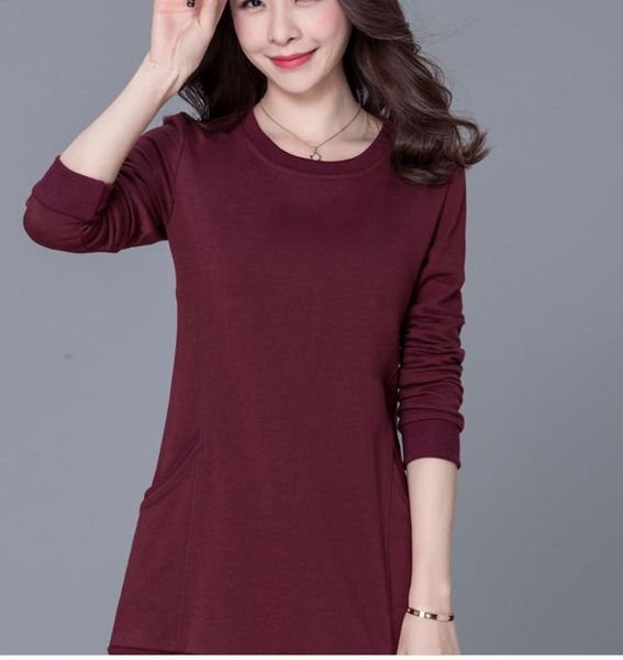 

2021 spring and autumn fashion long sleeve women's t-shirt @36, White