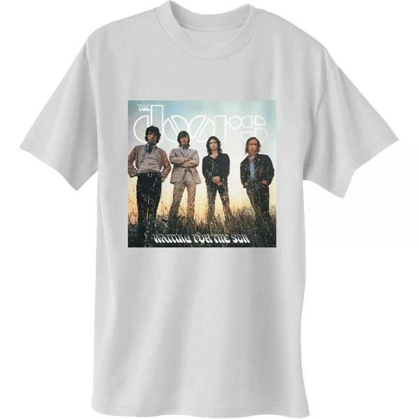 

the doors white waiting for the sun official t-shirt men unisex, White;black
