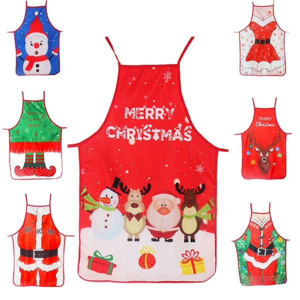 

christmas apron santa lady printed cartoon cute cooking apron christmas decoration props for kitchen tools xmas gift