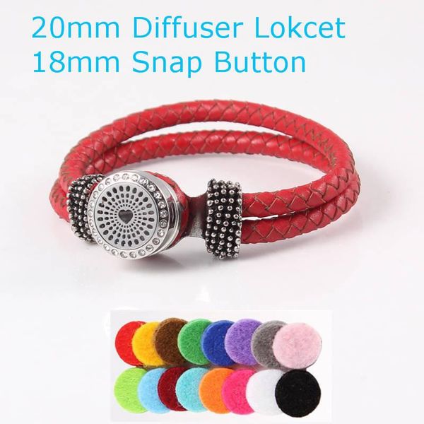 

charm bracelets 20mm stainless steel love heart essential oil diffusing perfume locket 18mm snap button leather bracelet (felt pads), Golden;silver