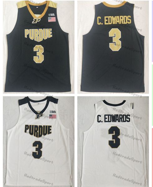 MI08 Erkek NCAA Purdue Kazanmakers 3 Carsen Edwards Koleji Basketbol Formaları Vintgae Siyah Beyaz Dikişli Gömlekler S-XXL