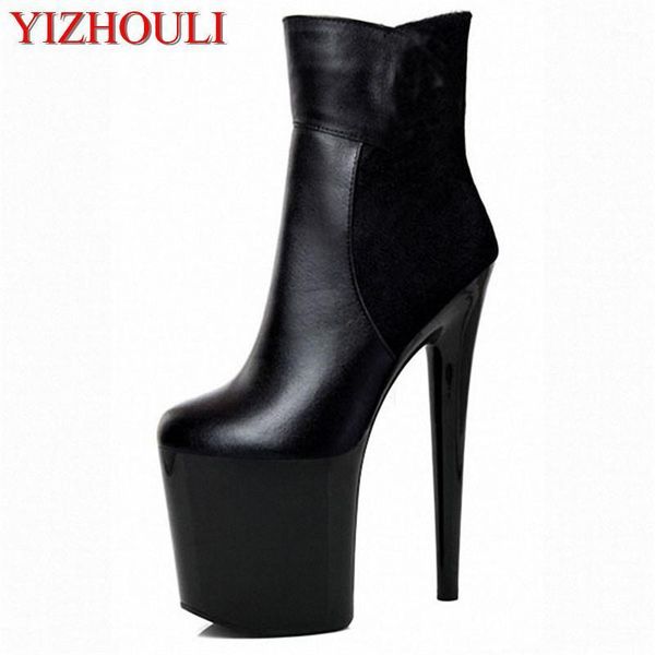 

boots 18-20cm high heels with a pair of black leather and glass1