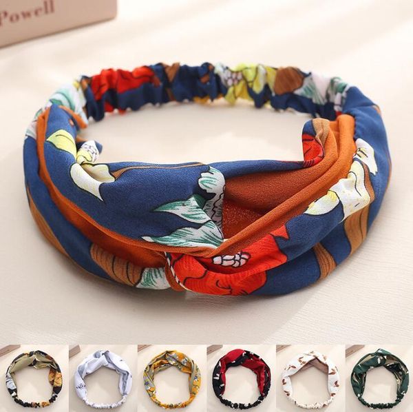 

vintage floral print headband head wrap girl hairbands elastic hair ties for wash face accessories1