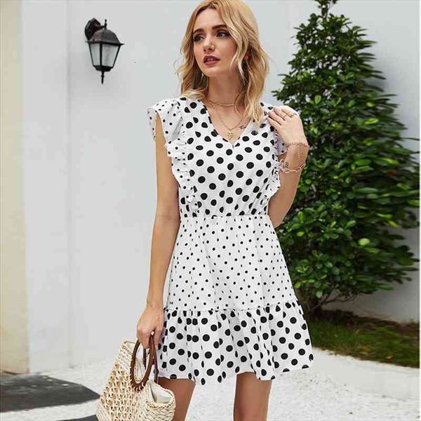 

black and white polka dot women summer dress casual patchwork ruffles sleeveless chiffon mini dresses robe femme vestidos, Black;gray