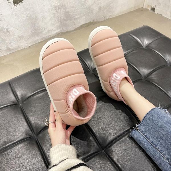 

slippers warm women's shoes winter women cotton casual couple plush bedroom flat footwear home sliders for, Black