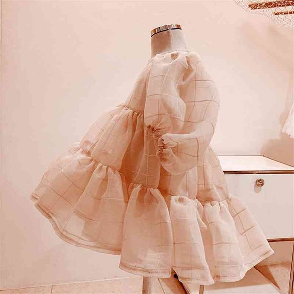 

autumn dress baby puff girl's year old gown princess little girls clothing 210701, Red;yellow