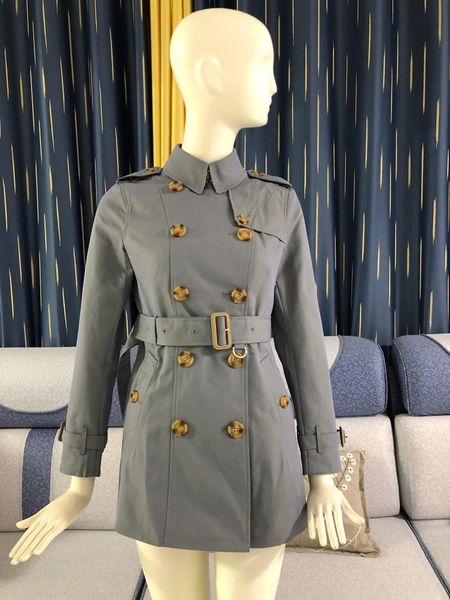 

women's trench coats british ladies coat short temperament slim khaki double breasted, Tan;black