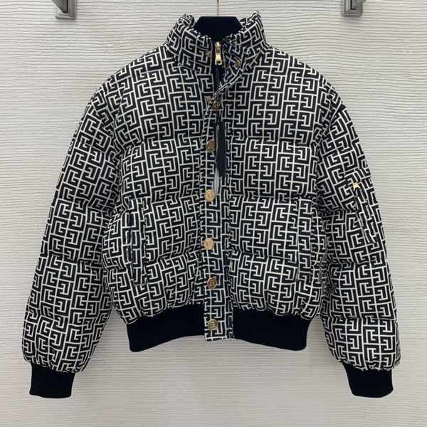 

designer women's down & parkas 2021 winter stand collar geometric print fashion outerwear brand same style coats 0924-2, Black