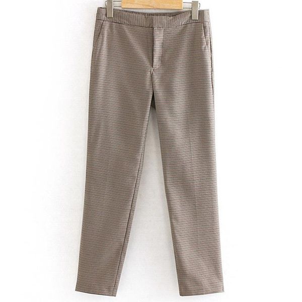 

women's pants & capris fandy lokar pencil women fashion houndstooth printed trousers elegant office lady full length pant female ladies, Black;white