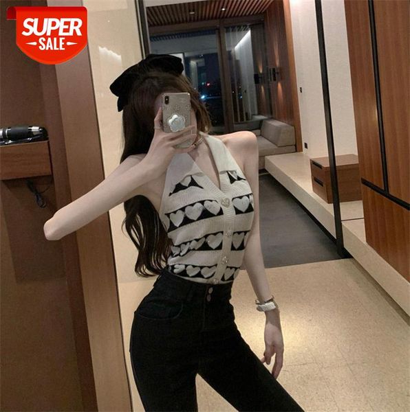 

[sweet and spicy] retro small lapel off-shoulder love flashing diamond short knit sweater sleeveless women #ut3s, Black;gray