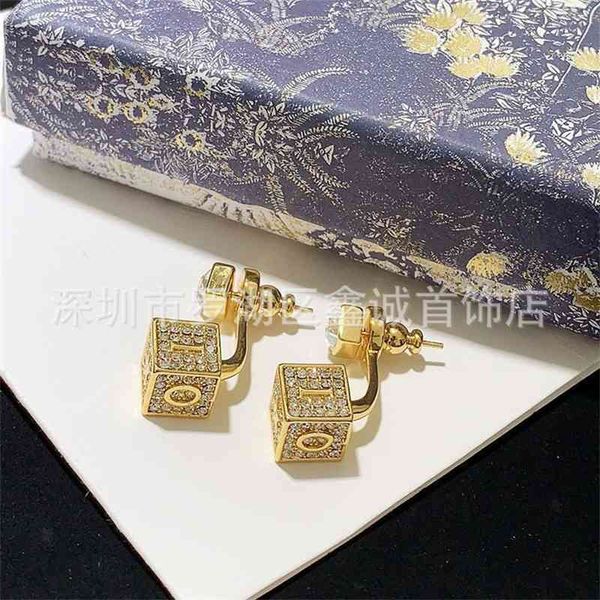 

75% off outlet online new letter box family full dice earrings simple net red french versatile exquisite small earrings female, Silver