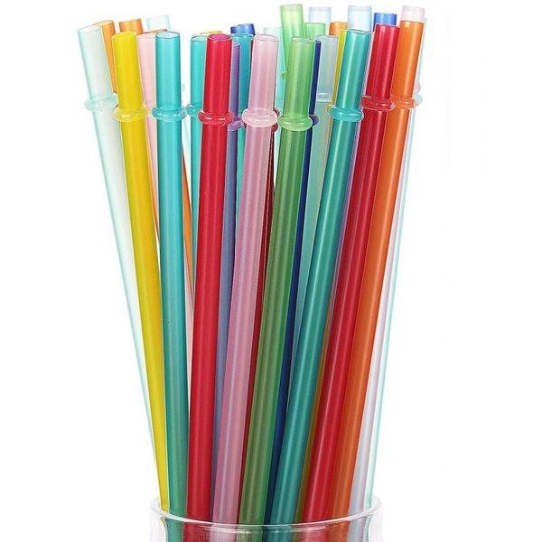 

multicolor solid pp plastic straws reusable bar and party drinking eco fda 9.5in
