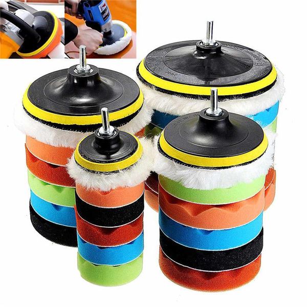 

car sponge 7/12pcs buffing pad 3/5/6/7 inchs polishing kit abrasive polisher drill adapter waxing compound tools accessory