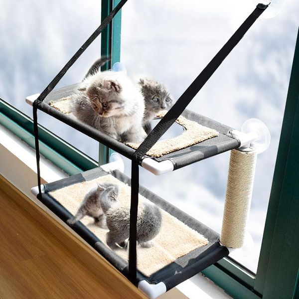 

cat beds & furniture home two layers pet hanging window hammock removable soft kitten cages house hold up 10kg accessories supplies