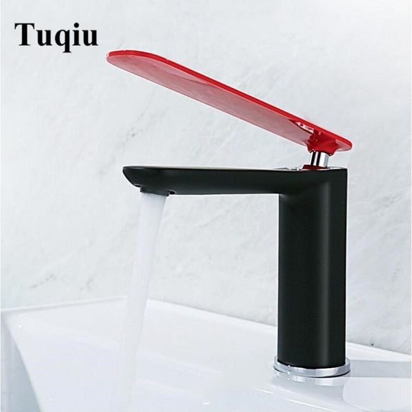 

bathroom sink faucets black and red fashion brass single handle cold basin faucet
