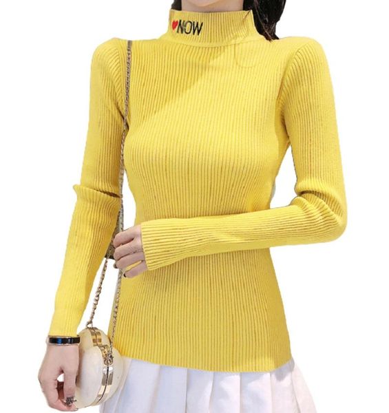 

women's t-shirt women knitted sweater slim inner cloth long sleeve turtle neck knitting pullover female casual autumn winter 6 colo, White