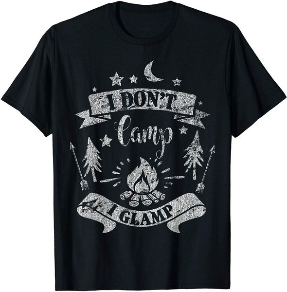 

i don't camp i glamp funny camping distressed t-shirt size s-5xl, White;black