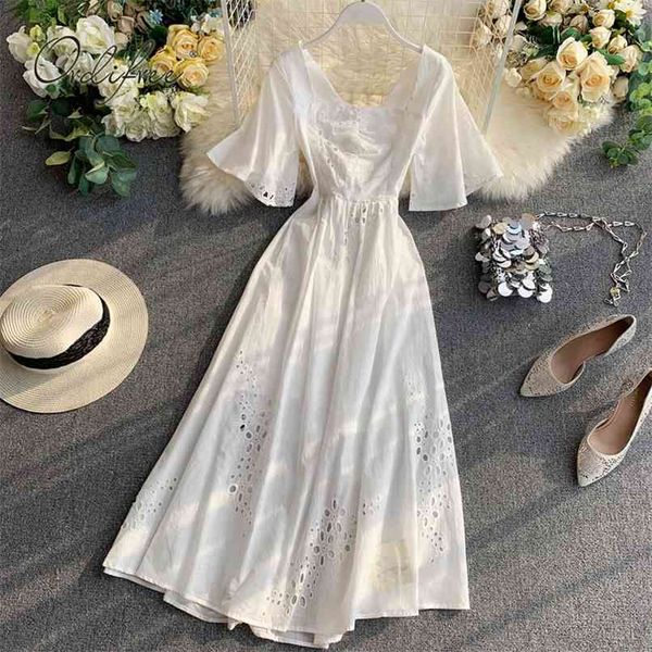

summer women white long party dress short sleeve backless embroidery vocation tunic maxi beach 210513, Black;gray