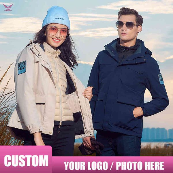 

custom men wo autumn removable et thicken outdoor warm winter down coats workwear, Black;white