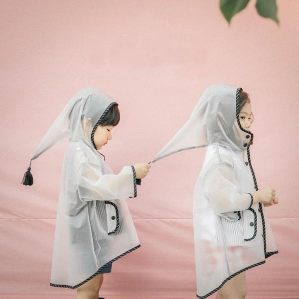 

rain wear cute transparent eva kids raincoat waterproof children coat outdoor jacket windproof poncho with hat school gear