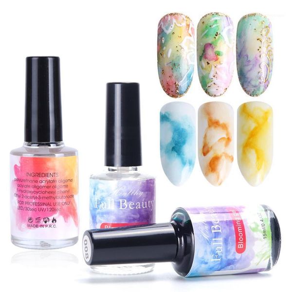 

15ml ladies watercolor ink nail polish blooming smoke effect magic smudge bubble varnish manicure decoration 12 color tslm21, Red;pink