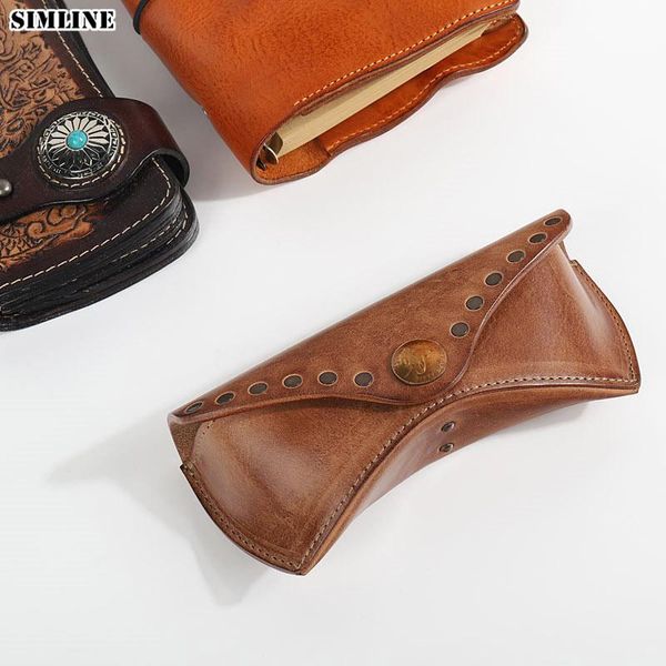 

other fashion accessories genuine cow leather glasses case box handmade luxury hard spectacles sunglasses bags eyeglasses eyewear holder cov, Silver