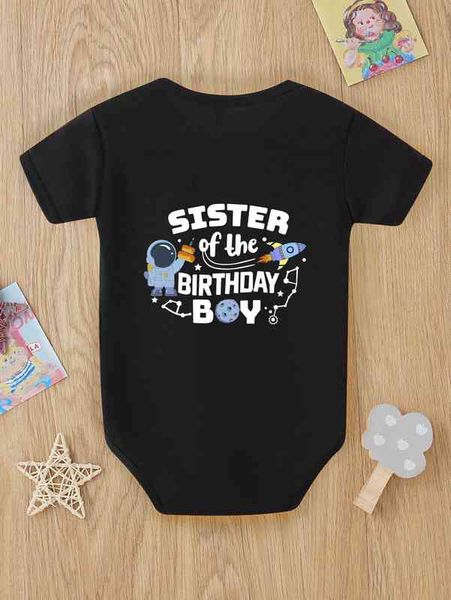 

baby 1pc letter and astronaut print bodysuit she, Blue