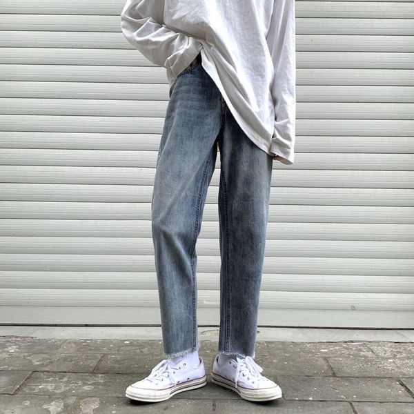 

jeans spring summer korean wide-leg men's slim fashion casual blue jeans men streetwear hip-hop straight denim trousers mens