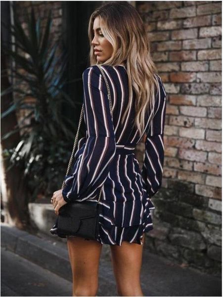 

autumn casual dresses women's style fashion stripe long sleeve dress 9780, Black;gray