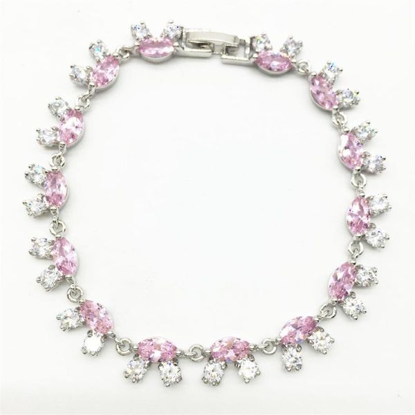 

zircon bracelet unique design trendy white gold color luxury pink cubic zirconia jewelry chain bracelets wholesale link,, Black