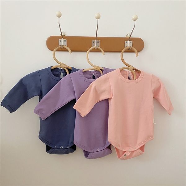 Baby-Jungen-Mädchen, einfarbig, langärmelige Overalls aus reiner Baumwolle, 0–2 Jahre, Kleinkinder, All-Match-Bodys 210708