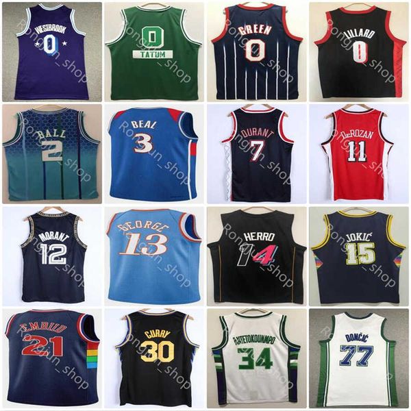 

2021 city 75th 2022 men basketball doncic tatum ball curry derozan green jokics lillard towns beal george butler westbrook leonard herro, Black;red