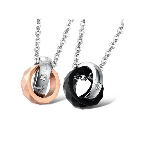 

pendant necklaces fashion creative couple necklace titanium steel individual interlocking valentine's day present, Silver