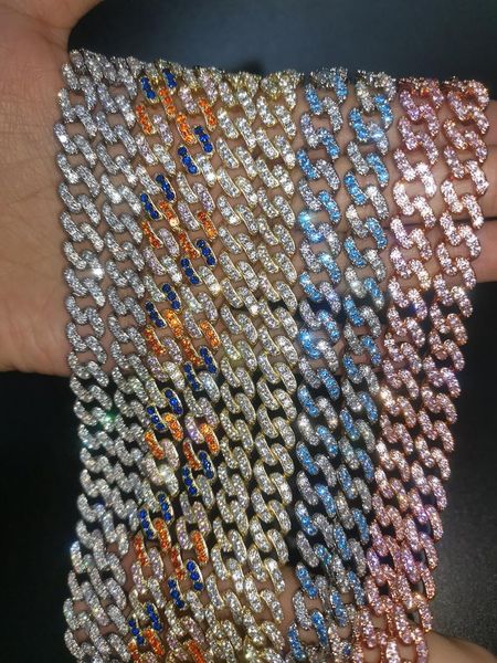 

fashion 16/18/20/24 inch necklace strip miami cuba chain out men's full of zircon crystal hip hop jewelry 2021 pendant necklaces, Silver