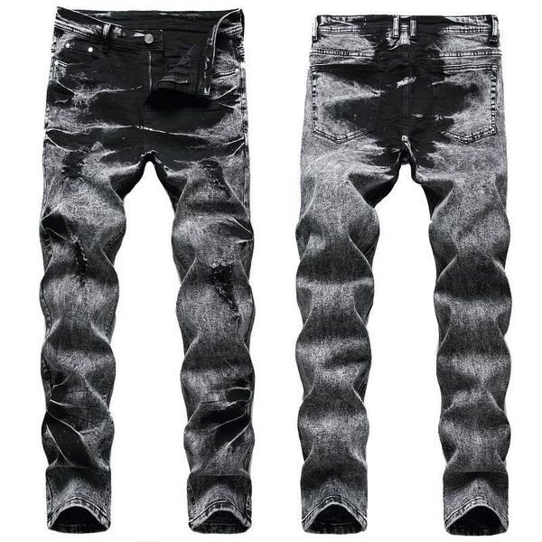 

men's jeans men denim large size trend ripped pants vintage washed 3abx, Blue