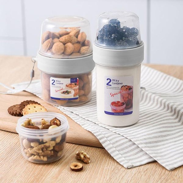 

storage bottles & jars fresh-keeping box double-layer partitioned nut yogurt cup layered tank household kitchen travel